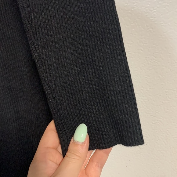 HOUSE OF HARLOW 1960 RIBBED BUTTON UP SWEATER DRESS BLACK LARGE - Picture 6 of 8